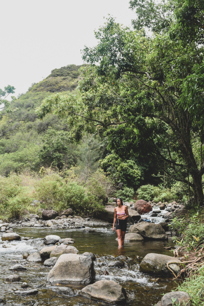 Girl walking in Iao Valley State Monument